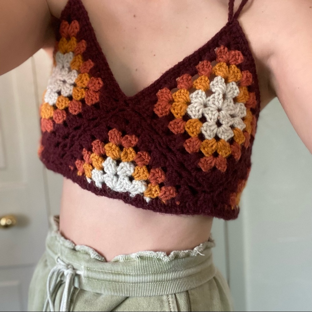 Crochet Granny Square Crop Tank Top